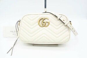 ☆安心の３大保証☆ ABランク ≪GUCCI グッチ/ショルダーバッグ≫ 447632 GGマーモント キルティング スモール ホワイト 白 美品 送料込