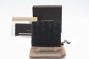 ☆安心の３大保証☆ Aランク ≪BOTTEGA VENETA ボッテガ ヴェネタ/二つ折り財布≫ 607477 イントレチャート 二つ折りウォレット ネイビー