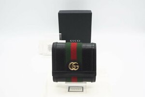 ☆安心の３大保証☆ Aランク ≪GUCCI グッチ/二つ折り財布≫ 719887 オフィディア GG ウォレット ブラック グリーン レッド 極美品 送料込