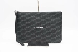 ☆安心の３大保証☆ Aランク ≪BALENCIAGA バレンシアガ/クラッチバッグ≫ 702627 BBモノグラム シグネチャー ブラック グレー ロゴ 送料込