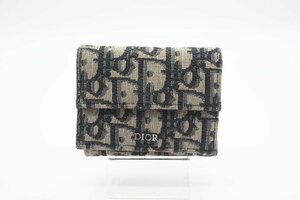 ☆安心の３大保証☆ Bランク ≪Christian Dior クリスチャンディオール/三つ折り財布≫ 2OBBC110YSE_H05E オブリーク ジャカード 送料無料