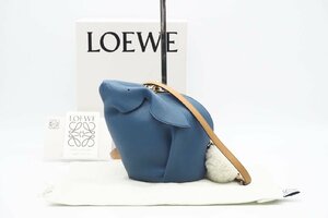 ☆安心の３大保証☆ ABランク ≪LOEWE ロエベ/ショルダーバッグ≫ バニー レザー ミニバッグ ブルー ブラウン レディースバッグ 送料無料