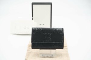 ☆安心の３大保証☆ ABランク ≪GUCCI グッチ/6連キーケース≫ 625565 GGエンボス レザー ロゴマーク コンパクト ブラック 美品 送料無料