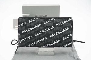 ☆安心の３大保証☆ Bランク ≪BALENCIAGA バレンシアガ/ラウンドファスナー長財布≫ 594317 BBモノグラム キャッシュ ラウンドジップ 黒