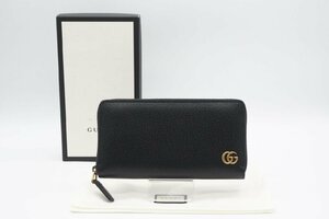 ☆安心の３大保証☆ ABランク ≪GUCCI グッチ/ラウンドファスナー長財布≫ 428736 GGマーモント ジップアラウンド ウォレット ブラック 美