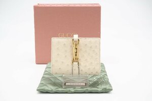 ☆安心の３大保証☆ Bランク ≪GUCCI グッチ/二つ折り財布≫ 645536 オーストリッチ ジャッキーカードケース ウォレット アイボリー 送料込