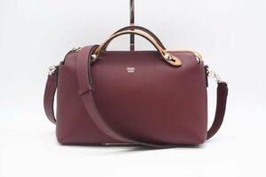 ☆安心の３大保証☆ ABランク ≪FENDI フェンディ/ 2WAYバッグ≫ 8BL146 バイザウェイ ミディアム ボルドー ベージュ キャラメル 送料無料