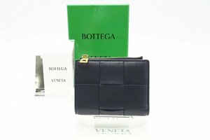 ☆安心の３大保証☆ ABランク ≪BOTTEGA VENETA ボッテガ ヴェネタ/二つ折り財布≫ 706010 スモール カセット ネイビー 紺 美品 送料無料