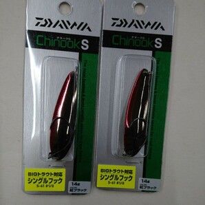 新品 ダイワ DAIWA チヌークS シングルフック 14g 紅ブラック 2個セット スプーン サクラマス サツキマス サーモン の画像1