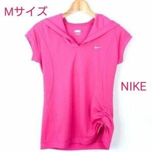 ナイキ 半袖Tシャツ パーカー 腰紐あり フィットドライ Mサイズ ピンク NIKE