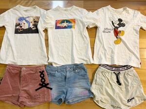 150サイズused ６枚セット　Tシャツ３枚　パンツ３枚　ダディオダディ　ミッキーマウス　JENNI