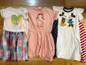 da Dio dati4 pieces set 130 size used beautiful goods One-piece skirt Mickey Mouse b Lee z