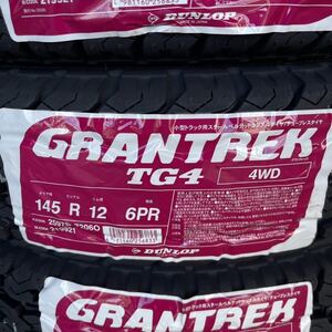 【当日発送】4本送料込み14800円～ ◆145R12 6PR【145/80R12 80/78N】ダンロップ TG4 軽トラ　軽バン　M+S エブリィ　キャリー　ハイゼット