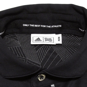 即決 極美品 adidas GOLF アディダスゴルフ HEAT SHADE クーリング ワイドカラー 吸汗速乾 ストレッチ 半袖ポロシャツ ブラック M メンズの画像5