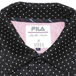 即決 極美品 FILA GOLF フィラゴルフ ドットプリント ロゴワッペン 吸汗速乾 ストレッチ 半袖ポロシャツ ブラック L メンズの画像7