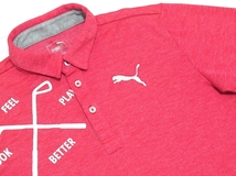 即決 極美品 PUMA GOLF プーマゴルフ ロゴデザイン オニ鹿の子 吸汗速乾 半袖ポロシャツ ピンク M メンズ_画像3