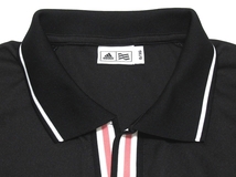 即決 極美品 adidas GOLF アディダスゴルフ ラインリブ スキッパー 吸汗速乾 ストレッチ 半袖ポロシャツ ブラック O(XL) 日本製 メンズ_画像5