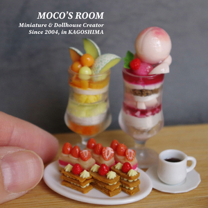 [ the first summer. sweets set ] miniature ( melon puff . peach. wholly puff . strawberry. cake strawberry. mille-feuille )