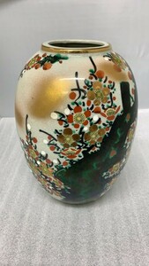 A044→九谷焼美泉作　花瓶 大 中古　骨董品　花道　花器 希少　陶磁器