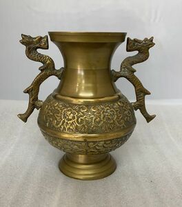 C1028→花瓶　銅？ 花瓶 花びん 花入 中古　骨董品 美術品 古美術 時代品 古玩　花器 華道具