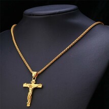 十字架 クロス イエス キリスト ネックレス 18KGP ゴールド_画像3