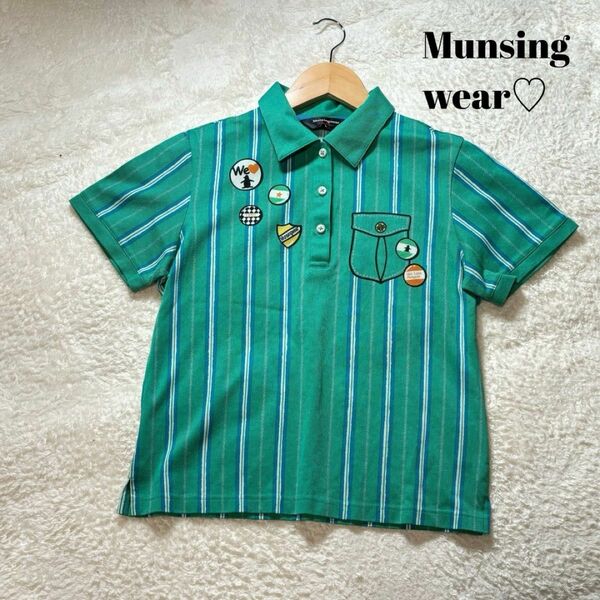 【Lサイズ】Munsingwear マンシングウェア　レディースゴルフウェア　ポロシャツ 半袖 グリーン　緑　GOLF ペンギン
