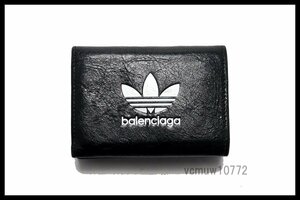 近年モデル希少美中古■BALENCIAGA adidas アディダスコラボ レザー 3つ折り財布 バレンシアガ■0502pc21264