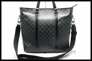 希少美中古■LOUIS VUITTON ダミエグラフィット タダオ レザー 2way トートバッグ ルイヴィトン■0502hs301-4K