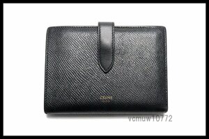 近年モデル希少美中古■CELINE ミディアムストラップウォレット レザー 2つ折り財布 セリーヌ■0404sa1349700