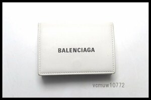 近年モデル希少美中古■BALENCIAGA キャッシュロゴ コンパクトウォレット レザー 3つ折り財布 バレンシアガ■0509ok781940