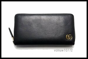 近年モデル希少美中古■GUCCI GGマーモント レザー ラウンドファスナー 長財布 グッチ■0523ed21953