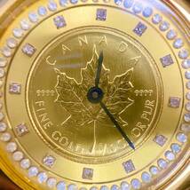 【稼動品】 ELGIN FK-368-R 腕時計 カナダ メイプルリーフ金貨1/10oz コイン エルジン / ホールマーク付 Sv925 3針 アナログ メンズ 中古品_画像8