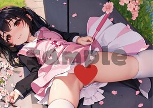 c326【A4】AI アート ポスター イラスト 美少女 女の子 同人 オリジナル アニメ かわいい セクシー 開脚 パンツ 透けてる 筋 表情 下着 股