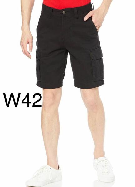 ショートパンツ メンズ カーゴパンツ パンツ 黒 ブラック W42 大きいサイズ ウエスト107cm