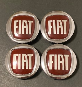 【アウトレット】フィアット ホイールキャップ 60mm Fiat センターキャップ シルバーレッド 4個セット