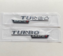 TURBO 4MATIC+ ステッカー ベンツ AMG シルバー 山型ロゴ エンブレム 立体 3Dステッカー サイド フェンダー 光沢シルバー 左右セット_画像1