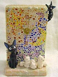 魔女の宅急便 ジジモザイク画 　ジオラマ　置時計 ジジ 子猫 スタジオジブリ 陶器 置物