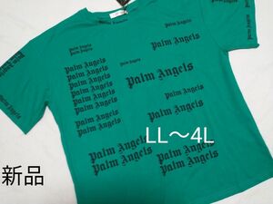 新品タグ付き　大きいサイズ　LL～4L　英文字Tシャツ　グリーン