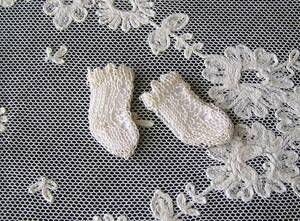  hand-knitted cotton socks * light beige 1.5cm+