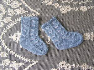  hand-knitted cotton socks * grayish blue 6.5cm+