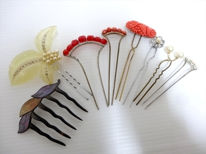 ornamental hairpin . retro * antique 8ps.@ together kimono small articles 