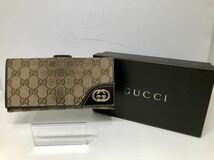 H８０/GUCCI GG柄キャンバス×レザー コインケース付き長財布 _画像1