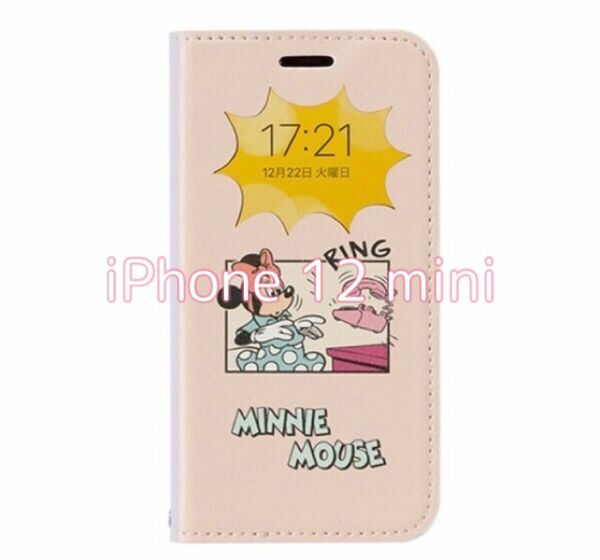 Hamee ディズニー iPhone 12 mini ケース 手帳型 窓付き [ミニーマウス/電話]