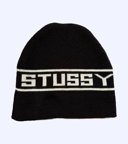 STUSSY ステューシー ラインロゴニットキャップ 黒