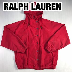 POLO BY RALPH LAUREN ポロ バイラルフローレン フード付きジャケット L レッド マウンテンパーカー ラグランスリーブ