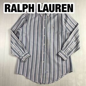 RALPH LAUREN ラルフローレン 長袖シャツ 15 1/2 33 ストライプ マルチカラー 刺繍ポニー