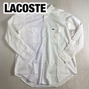 Неиспользованная лакост -лакост рубашка с длинным рукавом 4 белый крокодил