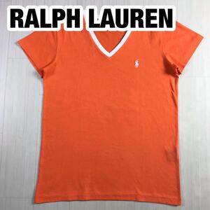 RALPH LAUREN SPORT Ralph Lauren спорт короткий рукав футболка S orange V шея вышивка po колено 