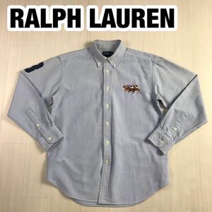 POLO BY RALPH LAUREN ポロ バイ ラルフローレン 長袖シャツ M(12/14) ライトブルー 刺繍ポニー ワッペン ユースサイズ