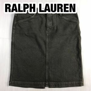 RALPH LAUREN Ralph Lauren Denim юбка 11 хаки - Brown стрейч материалы после разрез 